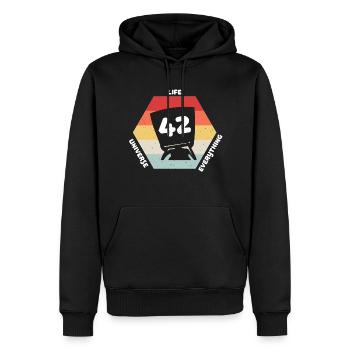 42 Is The Answer Antwort Auf Alles Leben Universum - Männer Premium Bio Hoodie - Schwarz - Vorne - Nico (187cm)
