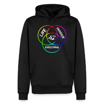 Antwort 42 - Männer Premium Bio Hoodie - Schwarz - Vorne - Nico (187cm)