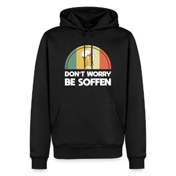 Dont Worry Be Soffen - Männer Premium Bio Hoodie - Schwarz - Vorne - Nico (187cm)