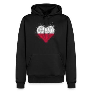 Herz Polen Flagge Vintage Clear - Männer Premium Bio Hoodie - Schwarz - Vorne - Nico (187cm)