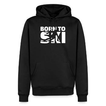 geboren zum Skifahren - Männer Premium Bio Hoodie - Schwarz - Vorne - Nico (187cm)