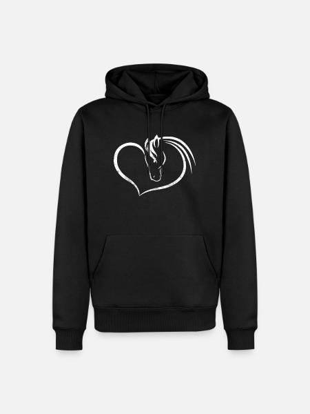 Chevaux cheval équitation cavalière coeur femme - Sweat à capuche Premium bio Homme - noir