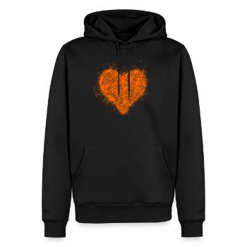 Coeur orange vintage <3 - Sweat à capuche Premium bio Homme - noir - Devant - Nico (187cm)