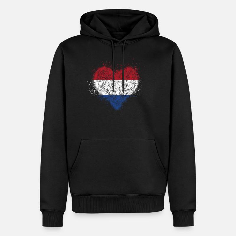 Drapeau coeur des Pays-Bas - Sweat à capuche Premium bio Homme - noir