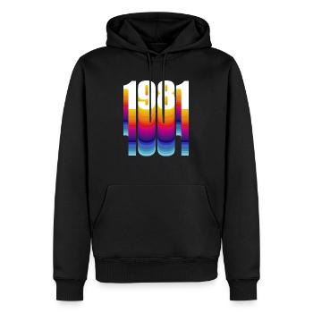 1981 - Männer Premium Bio Hoodie - Schwarz - Vorne - Nico (187cm)
