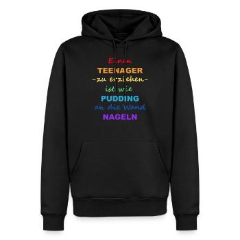 Einen Teenager zu erziehen | bunt - Männer Premium Bio Hoodie - Schwarz - Vorne - Nico (187cm)