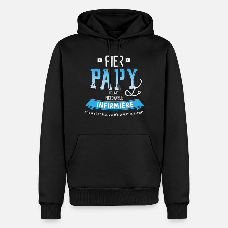 FIER PAPY D'INFIRMIERE - Sweat à capuche Premium bio Homme - noir