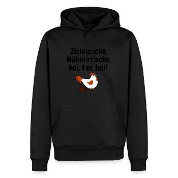 Zickezacke Huehnerkacke - Männer Premium Bio Hoodie - Schwarz - Vorne - Nico (187cm)