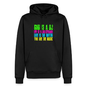 Dieu est un Dj La vie est un T-shirt Rythm dancefloor - Sweat à capuche Premium bio Homme - noir - Devant - Nico (187cm)