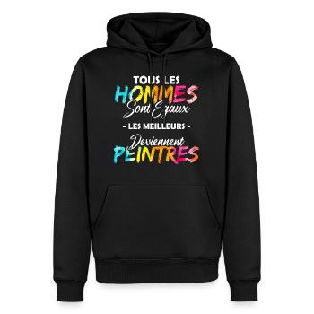 Cadeau drôle peintre peinture peindre - Sweat à capuche Premium bio Homme - noir - Devant - Nico (187cm)