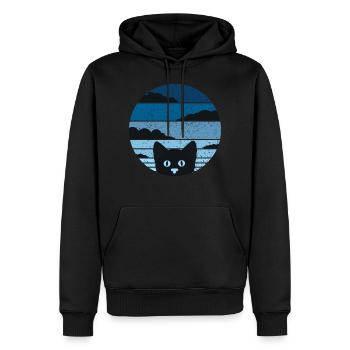 Retro cat shirt cats t-shirt cool vintage cat - Men’s Premium Organic Hoodie - black - Front - Nico (187cm)