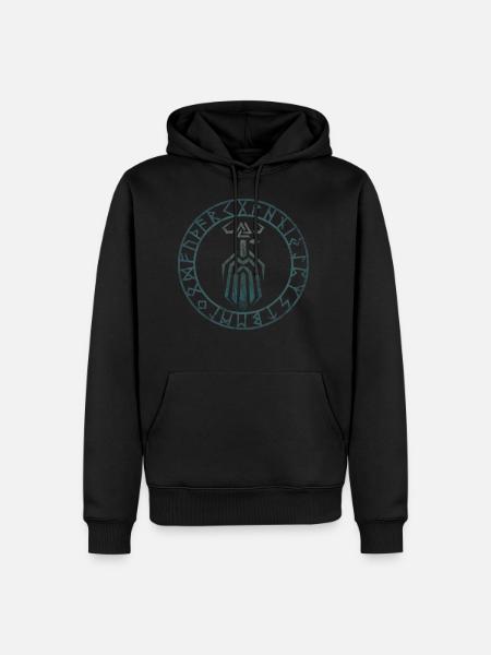 Odin, Valknut, Futhark Runen, Nordische Mythologie - Herre Premium økologisk hoodie - sort