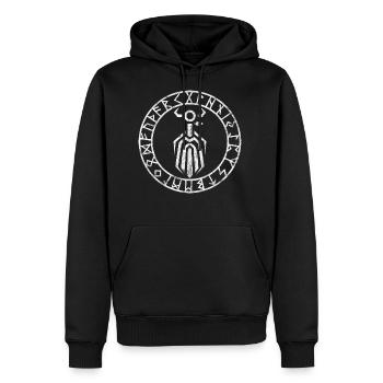 Odin avec runes, Mythologie nordique, Wotan, Heide - Sweat à capuche Premium bio Homme - noir - Devant - Nico (187cm)