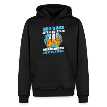Schwimmen Auf Eigenes Risiko Bademeister Spruch - Männer Premium Bio Hoodie - Schwarz - Vorne - Nico (187cm)