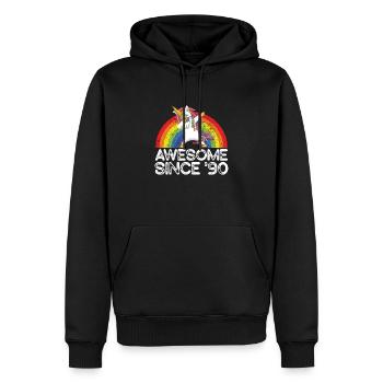 Raimbow Unicorn Dabbing né en 1990 - Sweat à capuche Premium bio Homme - noir - Devant - Nico (187cm)