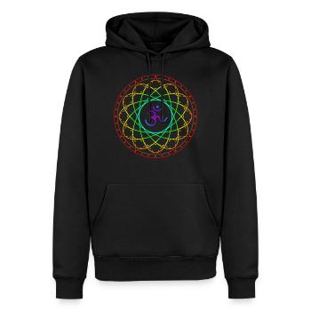 Géométrie sacrée avec symbole Om - Sweat à capuche Premium bio Homme - noir - Devant - Nico (187cm)