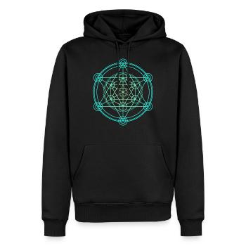 Merkaba Géométrie sacrée - Sweat à capuche Premium bio Homme - noir - Devant - Nico (187cm)