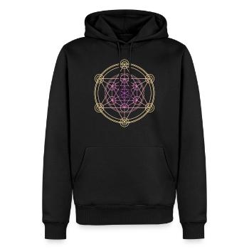 Merkaba Géométrie sacrée - Sweat à capuche Premium bio Homme - noir - Devant - Nico (187cm)