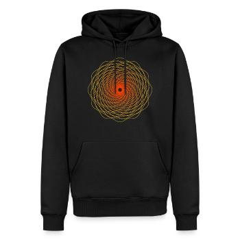 Géométrie sacrée Spiralle Soleil - Sweat à capuche Premium bio Homme - noir - Devant - Nico (187cm)