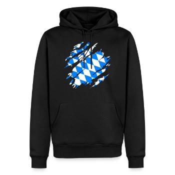 Le drapeau bavarois craque les rayures bavaroises BY - Sweat à capuche Premium bio Homme - noir - Devant - Nico (187cm)