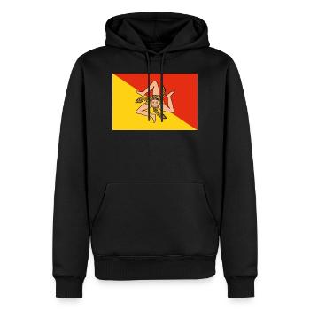 Sicile Drapeau Italie Palermo Trinacria Italia - Sweat à capuche Premium bio Homme - noir - Devant - Nico (187cm)