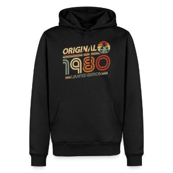 Cadeau d'anniversaire rétro vintage 1980 original - Sweat à capuche Premium bio Homme - noir - Devant - Nico (187cm)