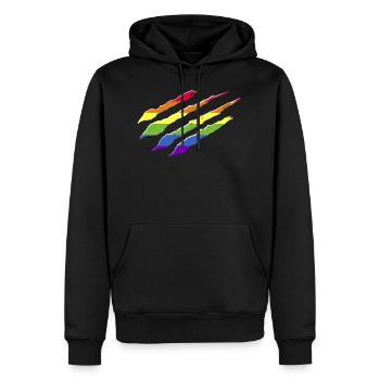 Regenbogenfahne Kratzer Krallen LGBT CSD - Männer Premium Bio Hoodie - Schwarz - Vorne - Nico (187cm)
