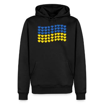 Drapeau ukrainien coeur drapeau ukrainien Kiev - Sweat à capuche Premium bio Homme - noir - Devant - Nico (187cm)