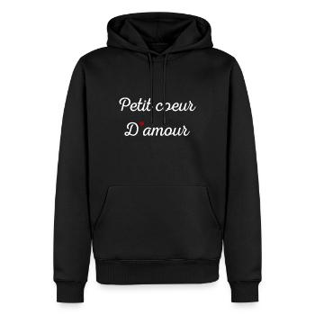 Petit cœur d'amour - Sweat à capuche Premium bio Homme - noir - Devant - Nico (187cm)