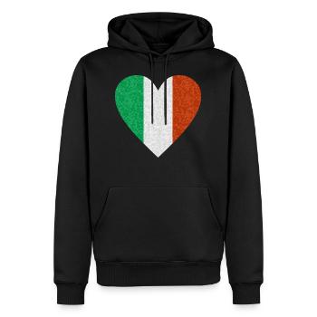 Italie Drapeau Coeur Polygone Drapeau italien Rome - Sweat à capuche Premium bio Homme - noir - Devant - Nico (187cm)