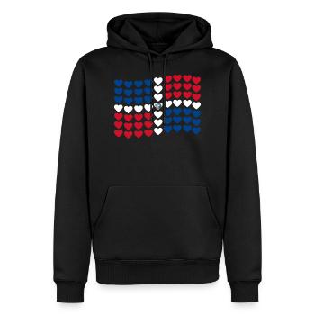 La République dominicaine drapeau du coeur - Sweat à capuche Premium bio Homme - noir - Devant - Nico (187cm)