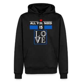 alles was Sie brauchen ist Liebe ist alles was Sie brauchen - Männer Premium Bio Hoodie - Schwarz - Vorne - Nico (187cm)