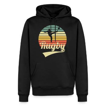 Rugby Vintage Rugger Wear Rugbyspieler Rugbyspiel - Männer Premium Bio Hoodie - Schwarz - Vorne - Nico (187cm)