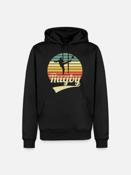 Rugby Vintage Rugger Wear Jeu Joueur De Rugby Sport - Sweat à capuche Premium bio Homme - noir