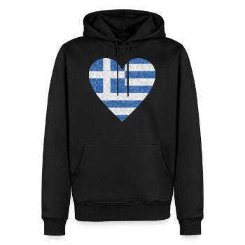 Grèce Drapeau Grec - Sweat à capuche Premium bio Homme - noir - Devant - Nico (187cm)