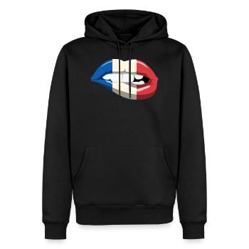 Frankreich Flagge Lippen Mund Französische Fahne - Männer Premium Bio Hoodie - Schwarz - Vorne - Nico (187cm)