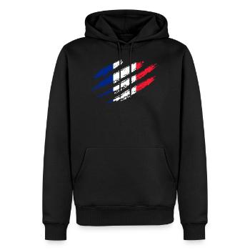 Frankreich Flagge Kratzer Französische Fahne Cut - Männer Premium Bio Hoodie - Schwarz - Vorne - Nico (187cm)