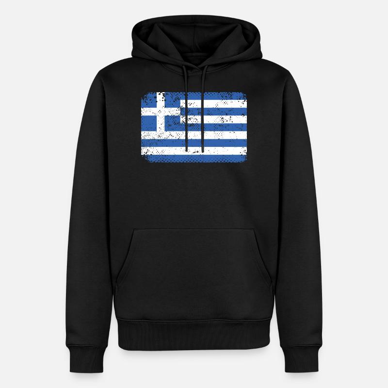 Grèce Drapeau Grec - Sweat à capuche Premium bio Homme - noir