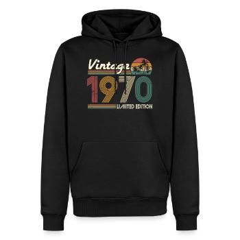 Né en 1970 51 anniversaire rétro - Sweat à capuche Premium bio Homme - noir - Devant - Nico (187cm)