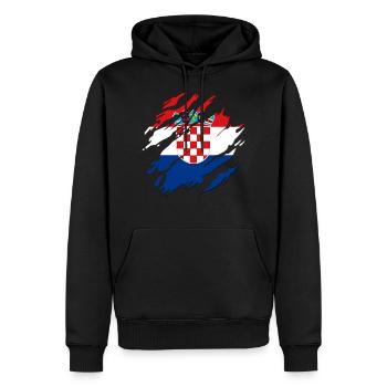 Croatie Drapeau de l’Adriatique Zagreb Drapeau croate - Sweat à capuche Premium bio Homme - noir - Devant - Nico (187cm)
