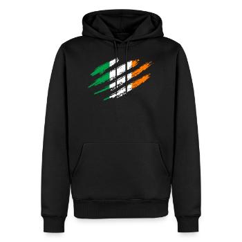 Irlande Drapeau Rayures Drapeau irlandais Dublin Griffes - Sweat à capuche Premium bio Homme - noir - Devant - Nico (187cm)