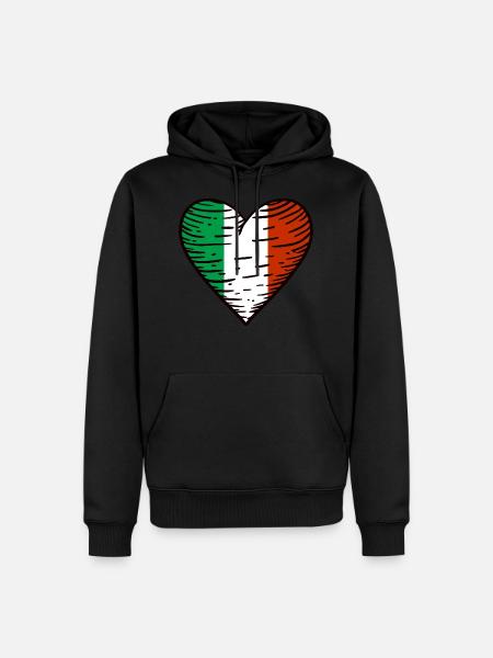 Italië Vlag Hart Italiaanse Vlag Italia - Mannen Premium Bio hoodie - zwart