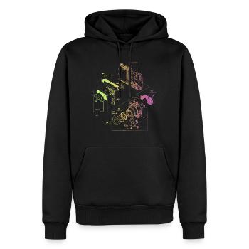 Arc-en-ciel rétro caméra dessin technique - Sweat à capuche Premium bio Homme - noir - Devant - Nico (187cm)