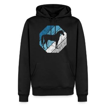 Pferd Reiter Reitsport Pony Reiten Pferde Retro - Männer Premium Bio Hoodie - Schwarz - Vorne - Nico (187cm)