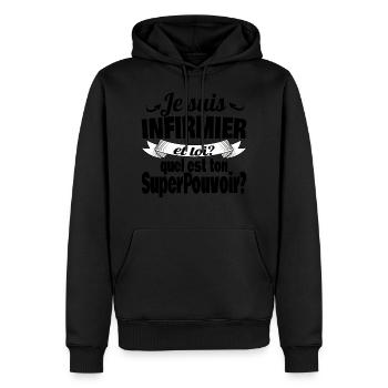 je suis infirmier - Sweat à capuche Premium bio Homme - noir - Devant - Nico (187cm)