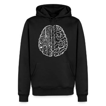 Programmierer Entwickler - Code Nerd Geek Hirn - Männer Premium Bio Hoodie - Schwarz - Vorne - Nico (187cm)