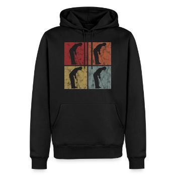 Golfen Retro Golfspieler Golf Golfer Golfschläger - Männer Premium Bio Hoodie - Schwarz - Vorne - Nico (187cm)