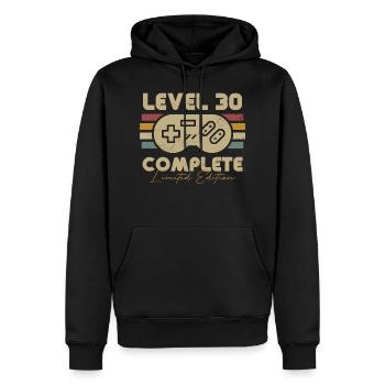 Niveau 30 Complete 30 anniversaire Gamer 30 ans - Sweat à capuche Premium bio Homme - noir - Devant - Nico (187cm)