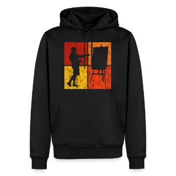 Artiste rétro art peinture peintre artiste - Sweat à capuche Premium bio Homme - noir - Devant - Nico (187cm)