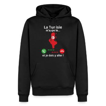 La tunisie m'appelle et je dois y aller - Sweat à capuche Premium bio Homme - noir - Devant - Nico (187cm)